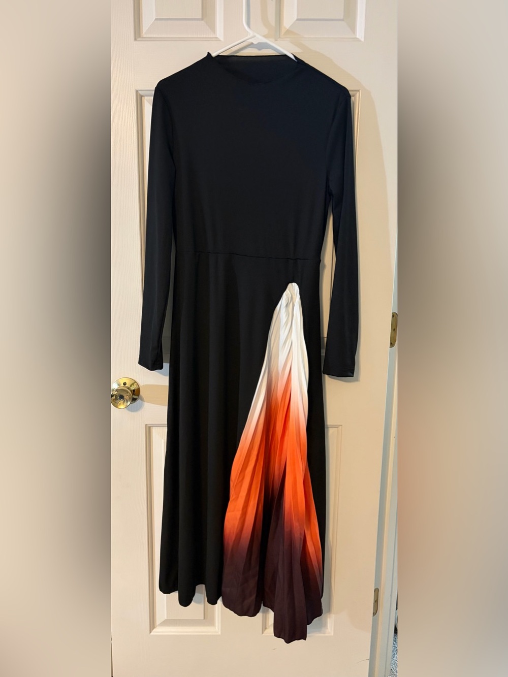 Black Long Sleeve Dress with Orange Ombre Accent